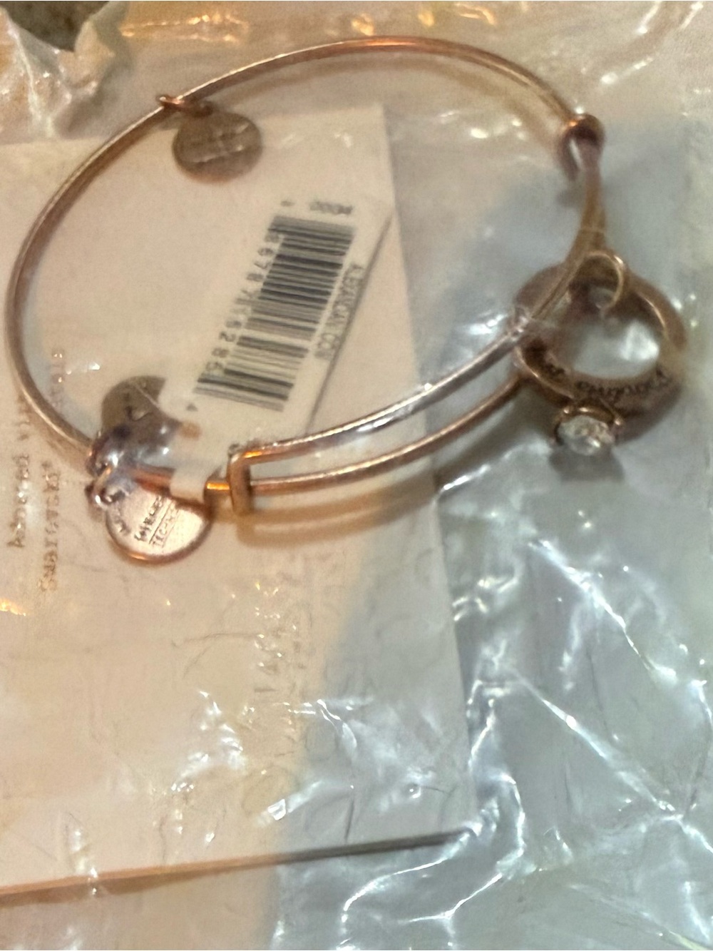 Alex and Ani Rose Gold “just engaged”Charm Double Bangle Bracelet NWT
